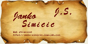 Janko Simičić vizit kartica